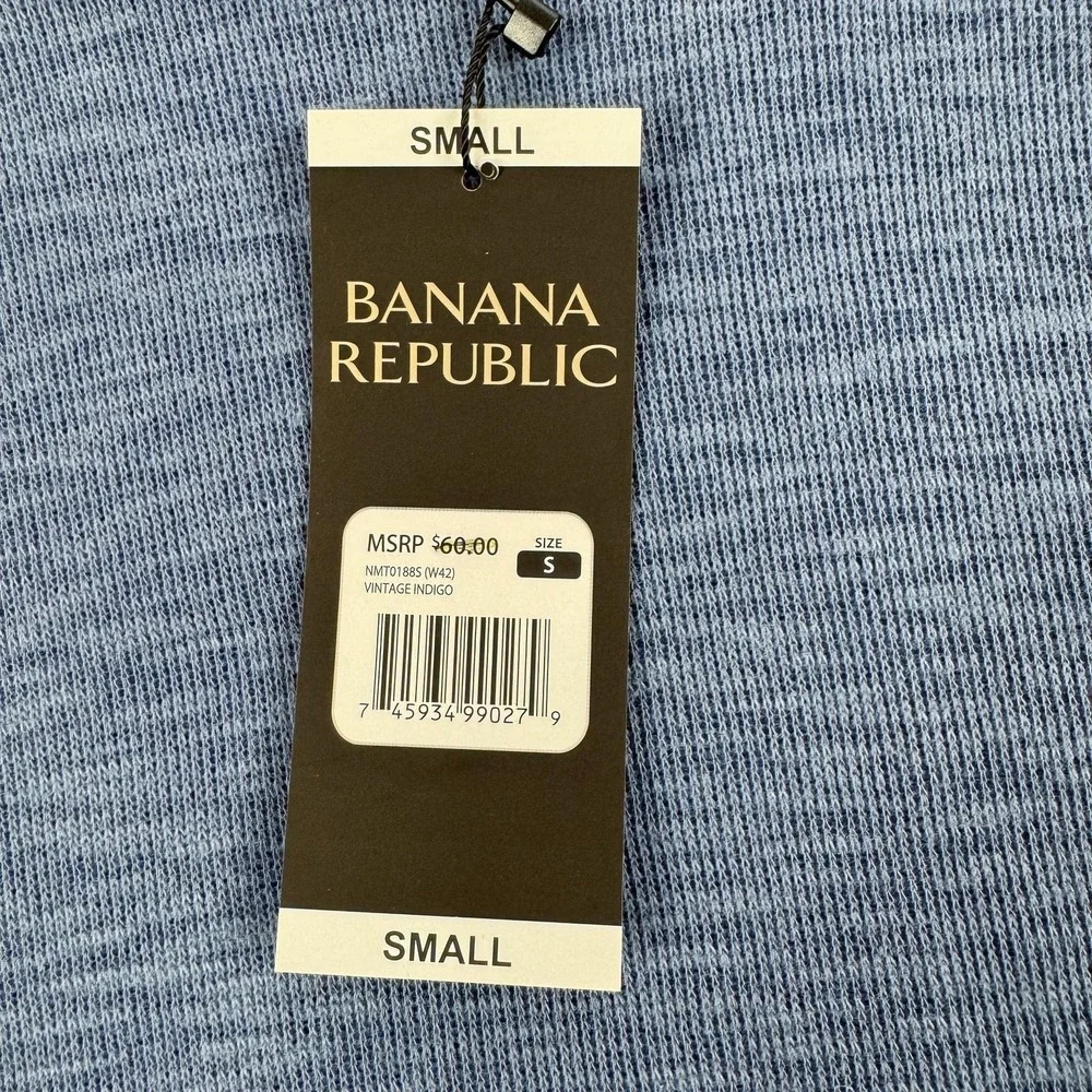 Banana Republic Sweater Mens Small Blue Double Knit Crew Pullover Preppy NEW $60
